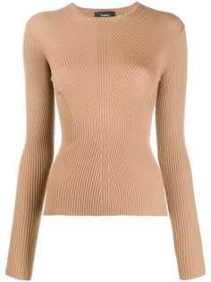 Theory round neck ribbed knit sweater