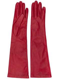 Rochas long leather gloves
