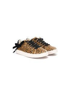 Douuod Kids leopard print lace-up shoes