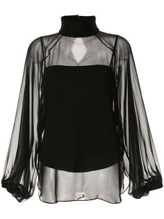 CAMILLA AND MARC sheer funnel neck blouse