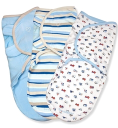 Конверты на липучке SwaddleMe, голубой, S/M, 3 шт. Summer Infant