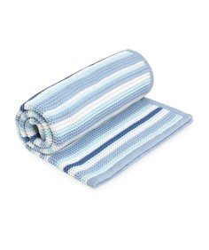 Одеяло Mothercare в полоску вязаное, 90х70 см, голубой