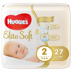 Подгузники Huggies Элит Софт 2 (3-6кг), 27 шт.