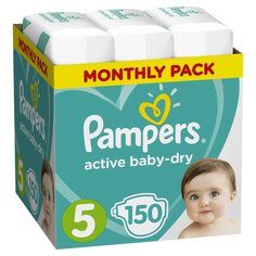 Подгузники PAMPERS Active Baby-Dry Junior (11-18 кг), 150 шт.