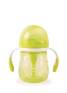 Бутылочка антиколиковая с ручками и соской Happy Baby lime, 180 мл, лайм