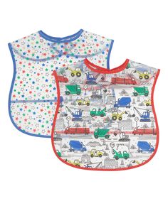 Слюнявчики "Машинки", 2 шт., синий, красный Mothercare