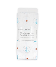 Пеленка детская муслиновая Adam Stork Blue Anchors