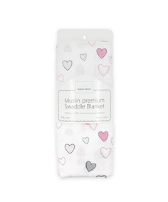 Пеленка детская муслиновая Adam Stork Pink Hearts
