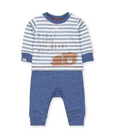 Комбинезон "Папа-мишка" с имитацией футболки и брюк, синий Mothercare