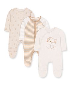 Комбинезоны "Медвежонок и слоник", 3 шт., бежевый Mothercare