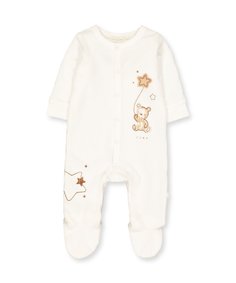 Комбинезон велюровый "Мишка со звездой", кремовый Mothercare