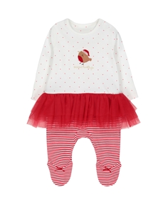 Комбинезон "Снегирь" с юбкой-пачкой, белый и красный Mothercare