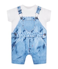 Песочник с имитацией джинсового комбинезона, цвет: синий и белый Mothercare