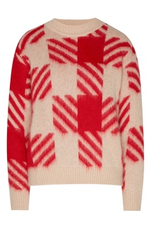 Кремовый пуловер с красными узорами Sandro