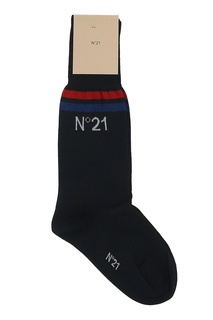 Высокие темно-синие носки с отделкой No.21