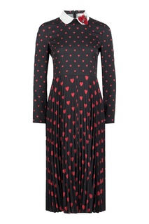 Черное платье-миди с узорами и аппликацией RED Valentino