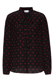 Черная блузка с узорами и воротником-аскот RED Valentino