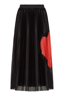 Черная плиссированная юбка-миди с рисунком RED Valentino