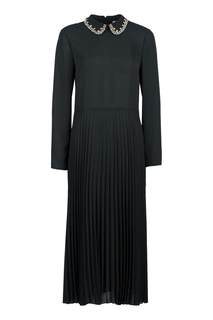Черное платье-миди с кристаллами и плиссировкой RED Valentino