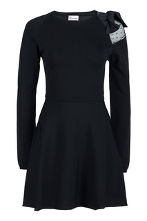Черное трикотажное платье-мини с отделкой RED Valentino