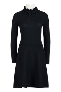 Черное трикотажное платье в рубчик RED Valentino