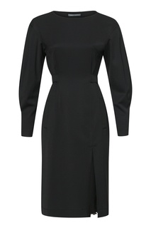 Черное шерстяное платье Alberta Ferretti