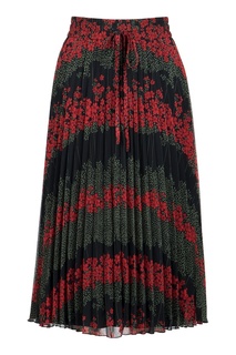 Черная плиссированная юбка-миди с узорами RED Valentino