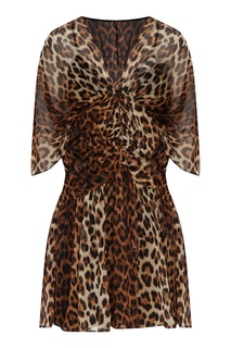 Шелковое платье-мини с леопардовым узором No.21