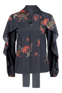 Черная блузка с оборками и узорами RED Valentino