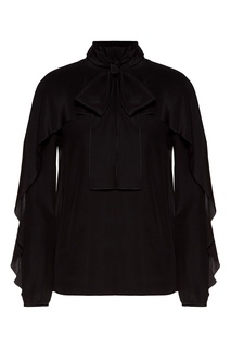 Черная блузка с оборкой и бантом RED Valentino