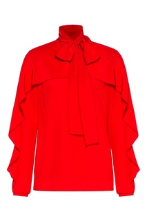 Красная блузка с оборкой и бантом RED Valentino