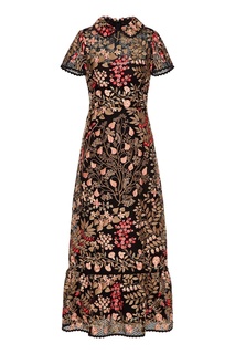 Черное ажурное платье-макси с вышивкой RED Valentino