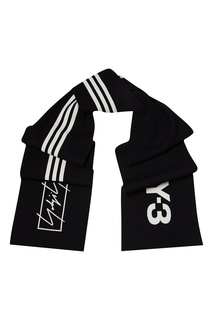 Черный шарф с фирменной символикой Y-3