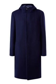 Синее пальто с капюшоном Canali