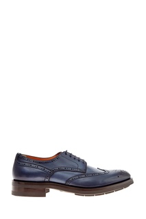 Синие туфли с открытой шнуровкой Santoni