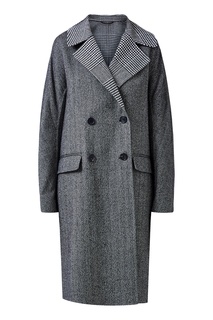 Серое пальто «в елочку» Ermanno Scervino