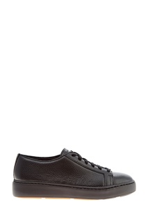 Черные кеды из натуральной кожи Santoni