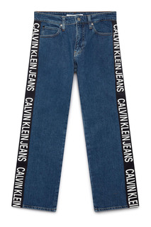 Джинсы с лампасами и логотипом Calvin Klein Jeans