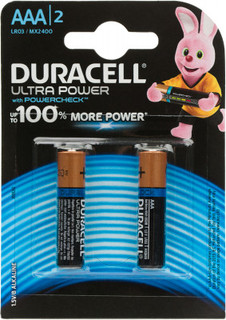 Батарейки щелочные Duracell Ultra Power ААА/LR03, 2 шт.