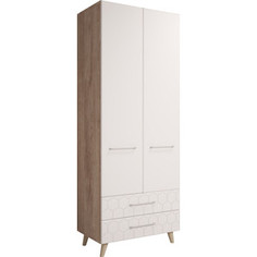 Шкаф 2-х дверный Комфорт - S Войтек м1 дуб баррик/белая матовая