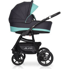 Коляска 2 в 1 Riko Basic ALFA Ecco 04 графит-бирюзовый