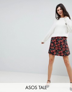 Расклешенная юбка с принтом вишен ASOS DESIGN Tall-Мульти