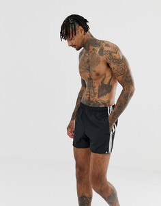 Черные шорты для плавания с полосками adidas-Черный