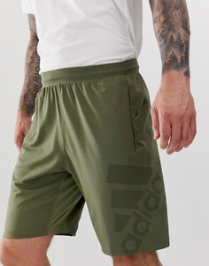 Шорты цвета хаки с логотипом adidas Training-Зеленый