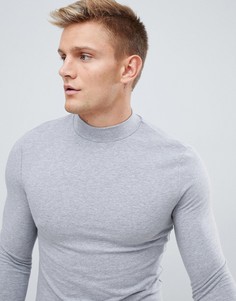 Серый обтягивающий лонгслив ASOS DESIGN