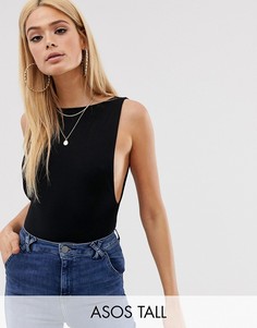 Черное боди с глубокими вырезами по бокам ASOS DESIGN Tall-Черный