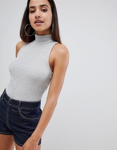 Боди серого цвета без рукавов с высоким воротом ASOS DESIGN-Серый