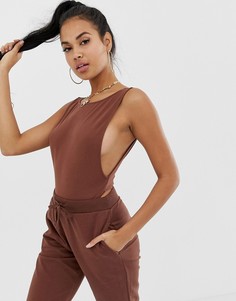 Коричневый боди с глубокими вырезами ASOS DESIGN