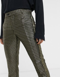 Узкие строгие брюки с золотистой отделкой ASOS DESIGN-Золотой