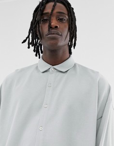 Серая oversize-рубашка из пике ASOS DESIGN-Зеленый